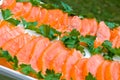 Sliced salmon fillet