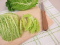 Sliced savoy cabbage