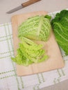 Sliced savoy cabbage