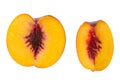 Sliced slices of fresh ripe peach on white background Royalty Free Stock Photo