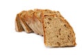 Sliced slices rye bread on white background. Royalty Free Stock Photo