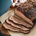 Sliced slowly cooked brisket Royalty Free Stock Photo