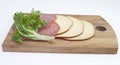 Sliced Smoke Cheese with Hungarian salami Royalty Free Stock Photo