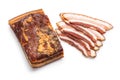 Sliced smoked bacon isolated on white background Royalty Free Stock Photo