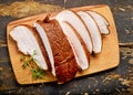 Sliced smoked chicken breast