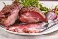 Sliced smoked pork meat Royalty Free Stock Photo