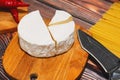 Sliced soft cheese ready to cooking Royalty Free Stock Photo