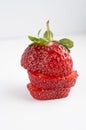 Sliced stawberry on white background