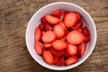 Sliced strawberries cup Royalty Free Stock Photo