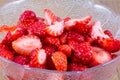 Sliced strawberries in a cup Royalty Free Stock Photo