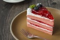 Sliced strawberry cake. Top view. Royalty Free Stock Photo