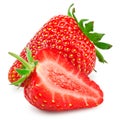 Sliced strawberry isolated on white background. macro. clipping path Royalty Free Stock Photo