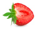 Sliced strawberry isolated on white background. macro. clipping path Royalty Free Stock Photo