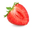 Sliced strawberry isolated on white background. macro. clipping path Royalty Free Stock Photo