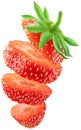 Sliced strawberry isolated on white Royalty Free Stock Photo