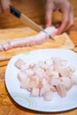 Sliced streaky pork for cooking pork crackling Royalty Free Stock Photo