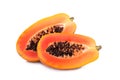 sliced sweet half papaya isolated on white Royalty Free Stock Photo