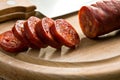 Sliced tasty chorizo sausage