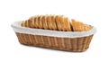 Sliced tasty fresh bread in wicker basket Royalty Free Stock Photo