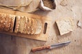 Sliced toast bread on wooden table