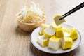 Sliced tofu and fresh mung bean sprout