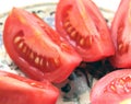 Sliced tomatoes closeup. Vegetables