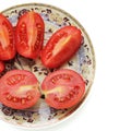 Sliced tomatoes closeup. Vegetables