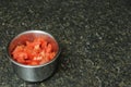 Sliced Tomatoes in Metal Bowl Royalty Free Stock Photo