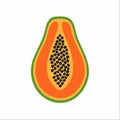 Sliced tropical papaya fruit vector icon Royalty Free Stock Photo
