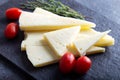 Sliced Tulum Cheese / Turkish Tulum Peyniri from the Thrace region Royalty Free Stock Photo