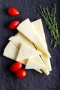 Sliced Tulum Cheese / Turkish Tulum Peyniri from the Thrace region Royalty Free Stock Photo