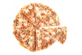 Sliced tuna pizza isolated on white, top view Royalty Free Stock Photo