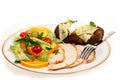 Sliced turkey and salad meal side view Royalty Free Stock Photo