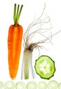 Sliced Vegetables on white Royalty Free Stock Photo