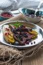 Sliced venison steak dinner Royalty Free Stock Photo