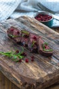 Sliced venison steak Royalty Free Stock Photo