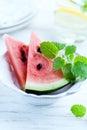 Sliced water melon with lemon mint Royalty Free Stock Photo