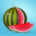Sliced water melon with two sickled pieces Royalty Free Stock Photo