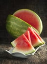 Sliced watermelon on a plate.