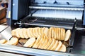 Sliced bread in cutting machine Royalty Free Stock Photo