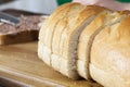 sliced white bread with smeared chocolate butter Royalty Free Stock Photo