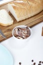 sliced white bread with smeared chocolate butter Royalty Free Stock Photo