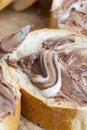 sliced white bread with sweet chocolate butter spread Royalty Free Stock Photo