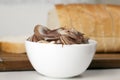 sliced white bread with sweet chocolate butter spread Royalty Free Stock Photo