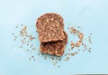 Sliced whole grain bread rye with seeds flax, sunflower, pumpkin and sesame.Healthy food, eco-friendly natural products. Fresh bre Royalty Free Stock Photo