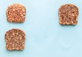 Sliced whole grain bread rye with seeds flax, sunflower, pumpkin and sesame.Healthy food, eco-friendly natural products. Fresh bre Royalty Free Stock Photo