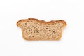 Sliced whole grain wheat bread isolated on a white background. Flat lay. Top view