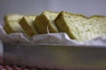 Bread Slices Arrangement with Red and White Polkadot Background