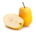 sliced yellow pear path isolated Royalty Free Stock Photo