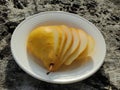 Sliced yellow pear Royalty Free Stock Photo